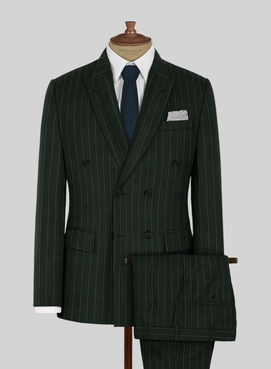 StudioSuits Kingsman Double Breasted Green Stripe Wool Suit - view 2