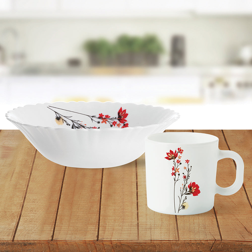 My Borosil Larah by Borosil Chrys Red Snack Set w Mugs