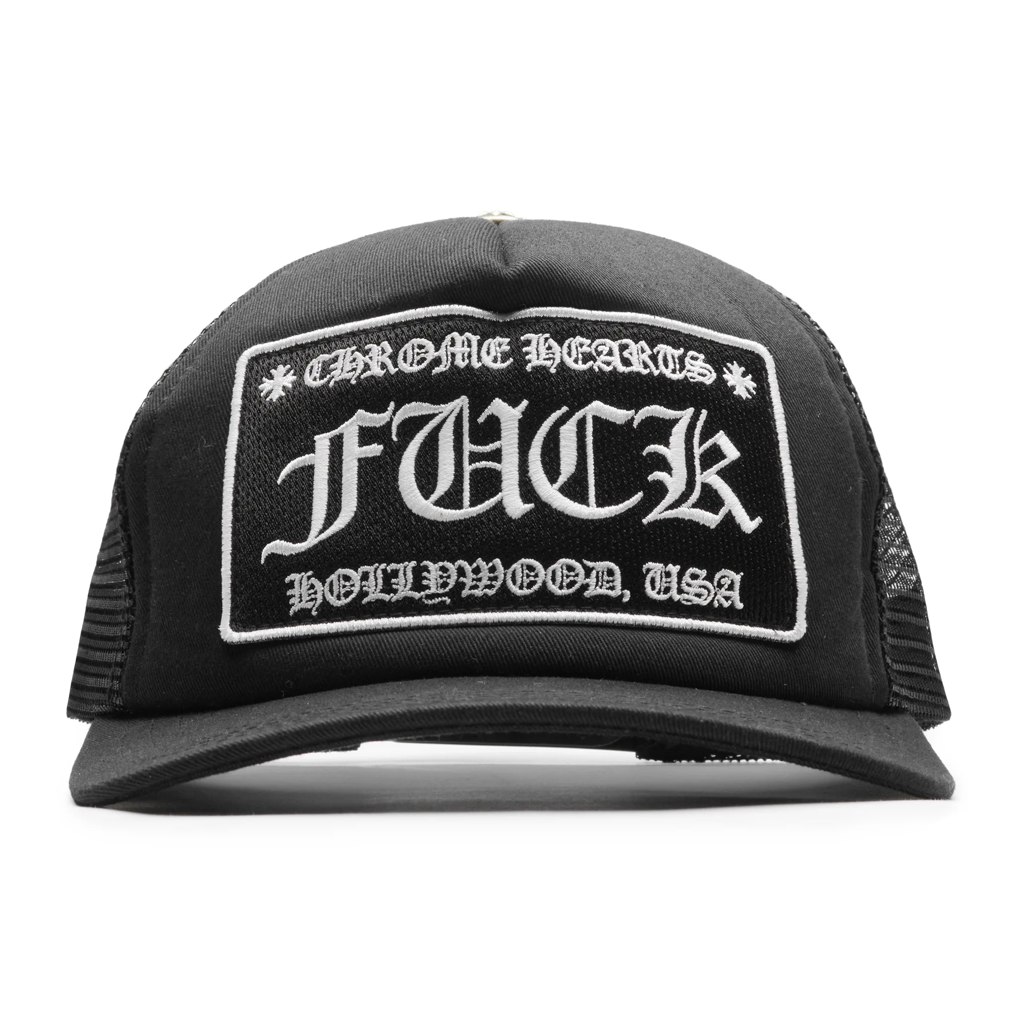 Chrome Hearts Fuck Hollywood Black Trucker Cap - view 2