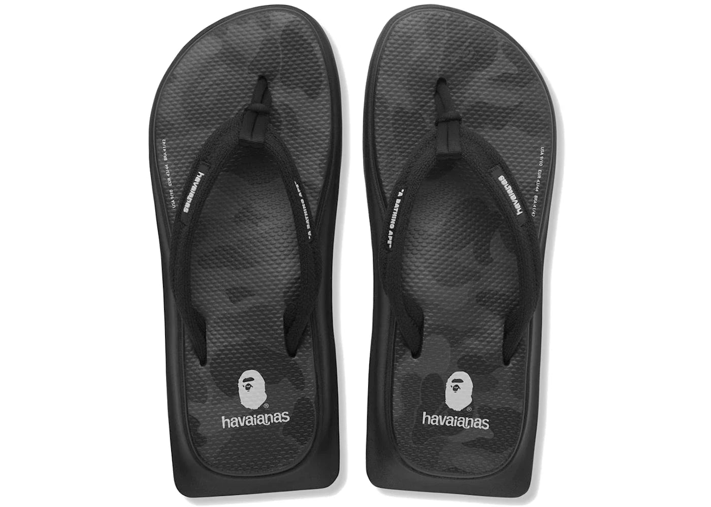 BAPE A Bathing Ape Havaianas Tradi Zori Black Camo