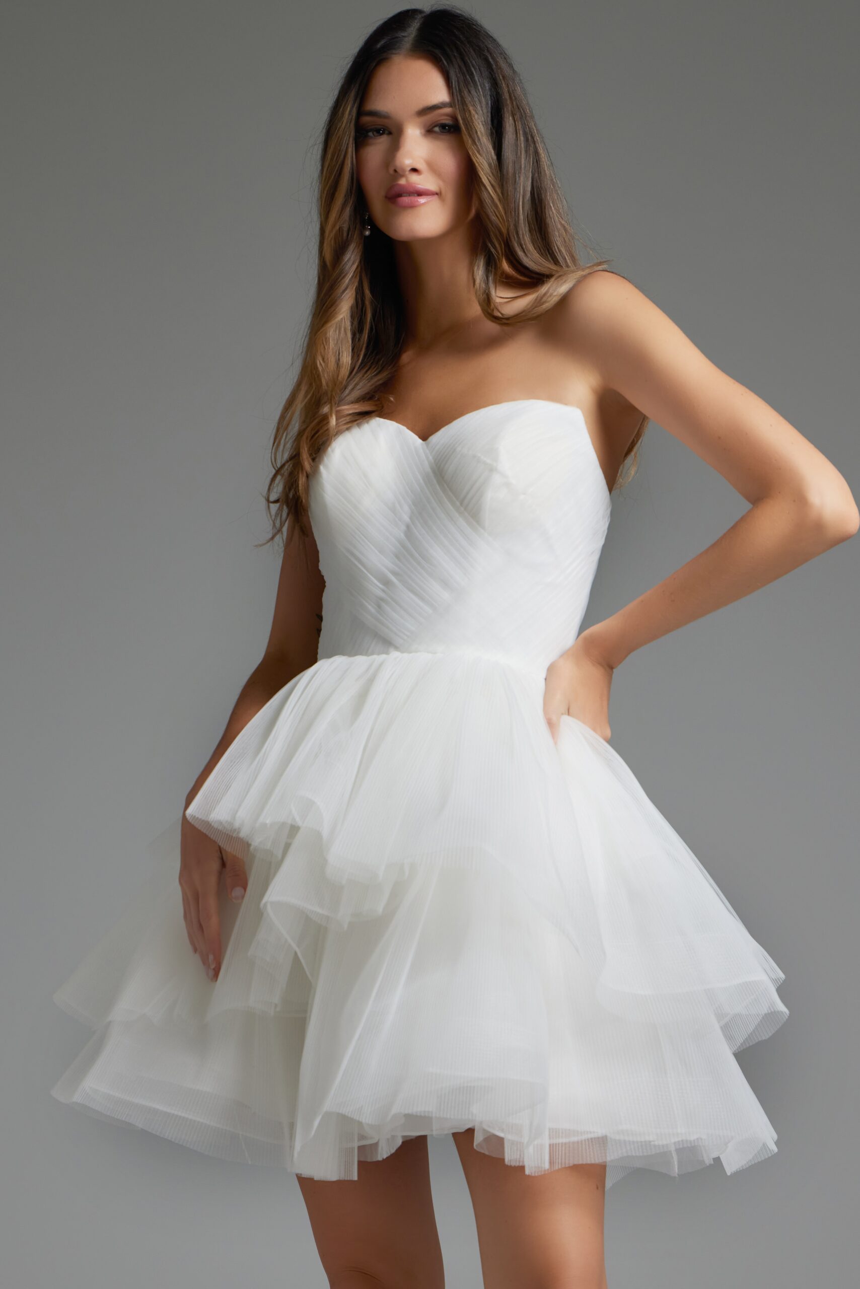 Jovani 41054 Homecoming Short A Line Ruffled Cocktail Dress - view 8