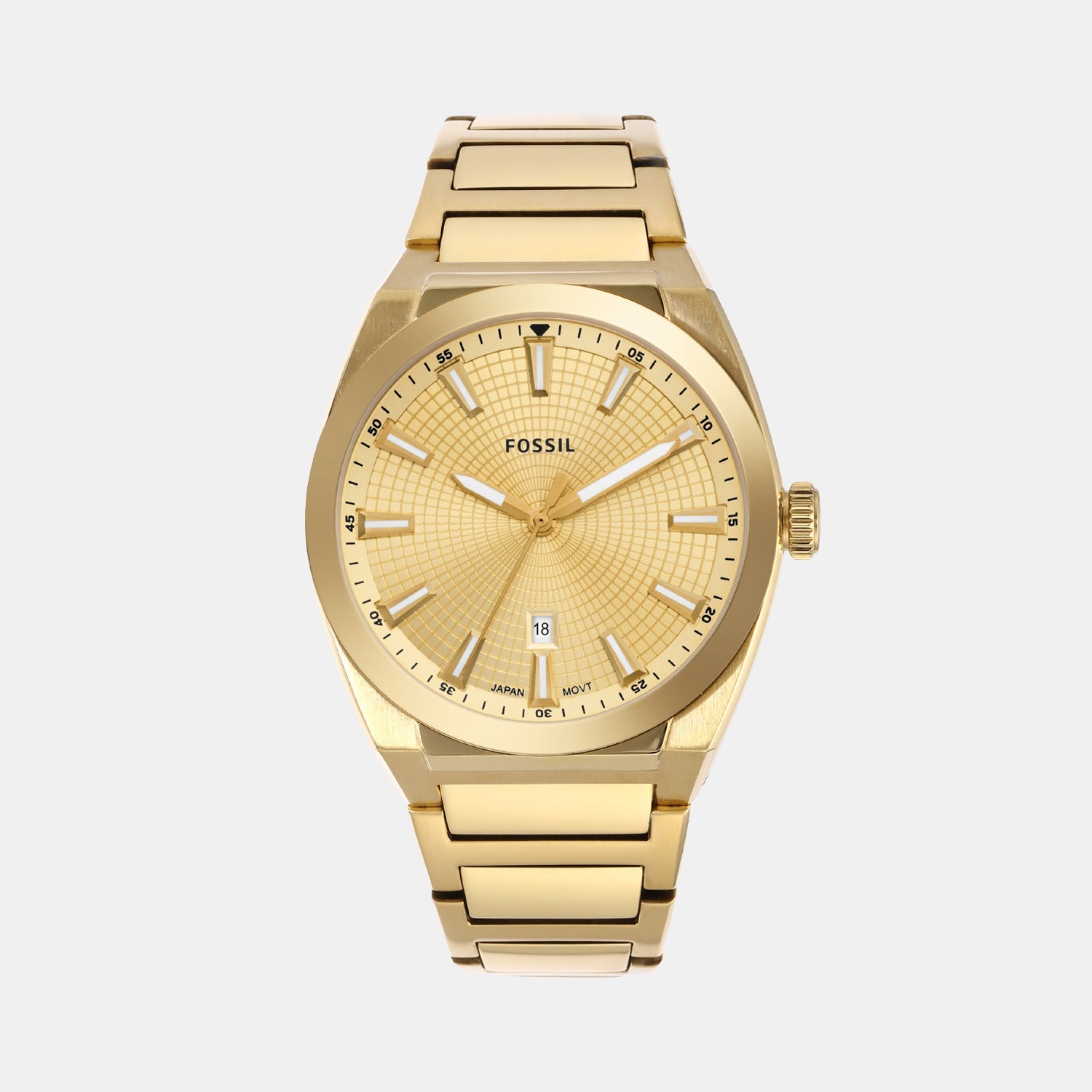 Fossil Everett Men Quartz Gold Dial Analog Stainless Steel Watch FS5965