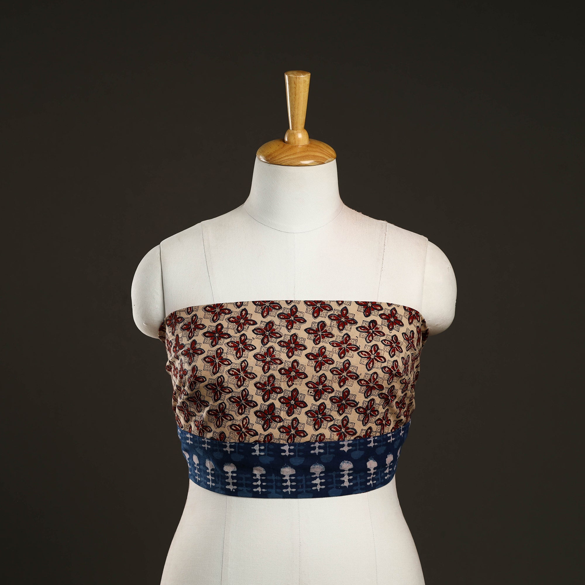 NOORI BAZAR Beige - Block Print Cotton Kalamkari Blouse Piece 50