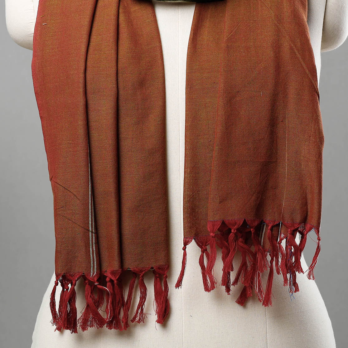 IKAT WEAVES BY EDEM CHANDANA Brown - Handloom Cotton Pochampally Ikat Stole - view 2