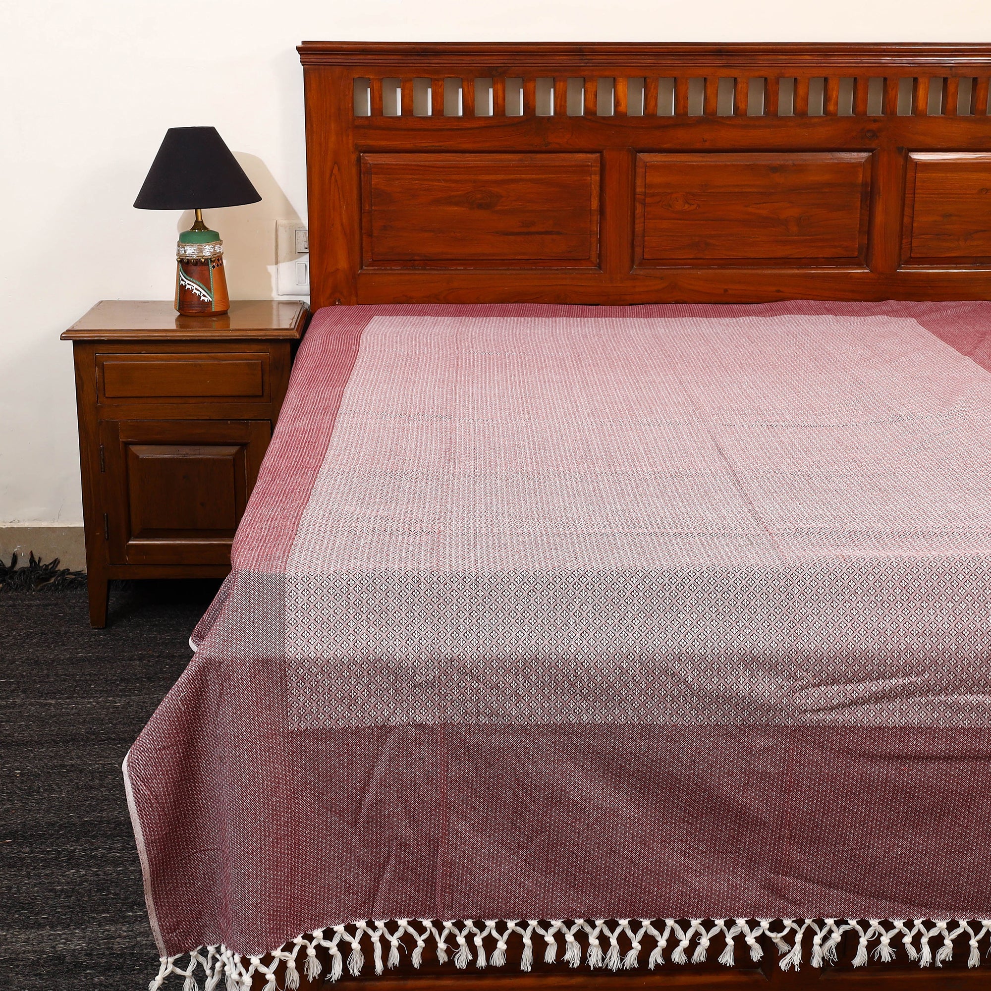 HANDLOOM VIRASAT Brown - Pure Handloom Cotton Single Bed Cover from Bijnor 35