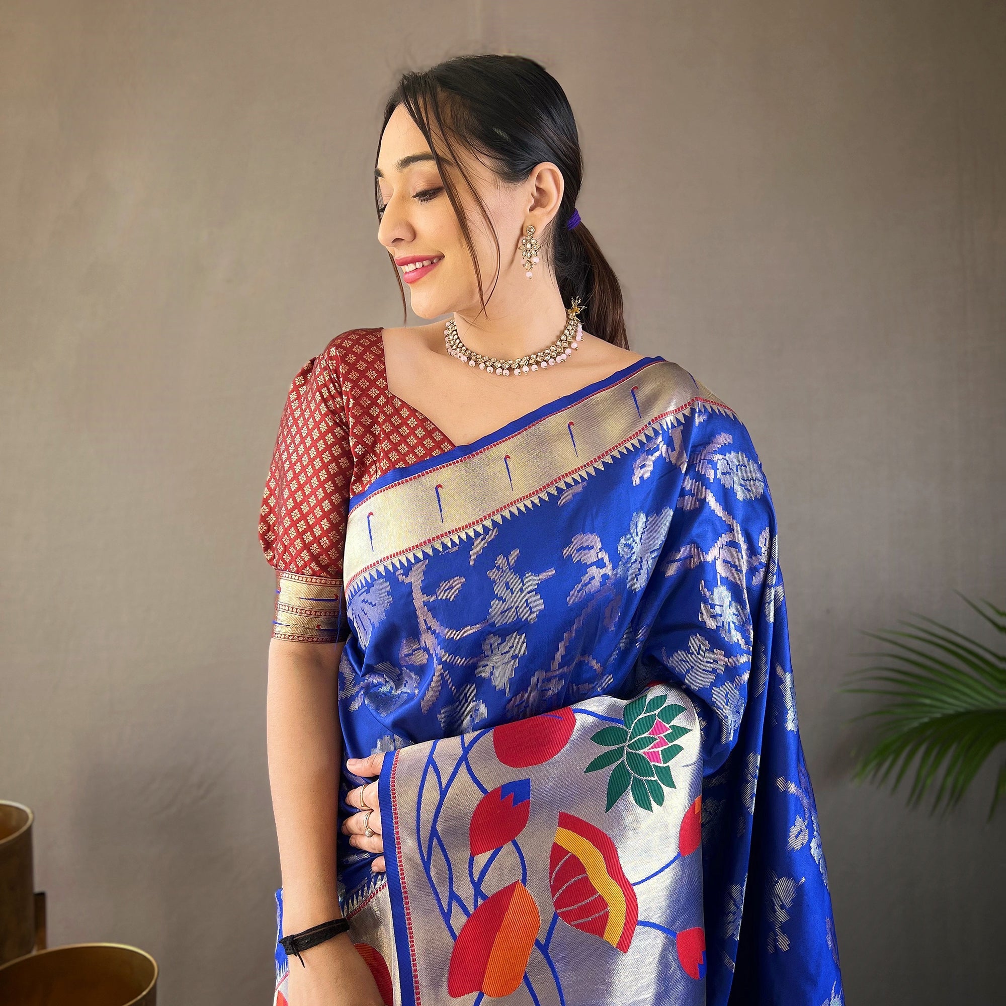 TASARIKA COUTURE Blue - Geeta Violet Paithani Silk Handwork Saree - view 3