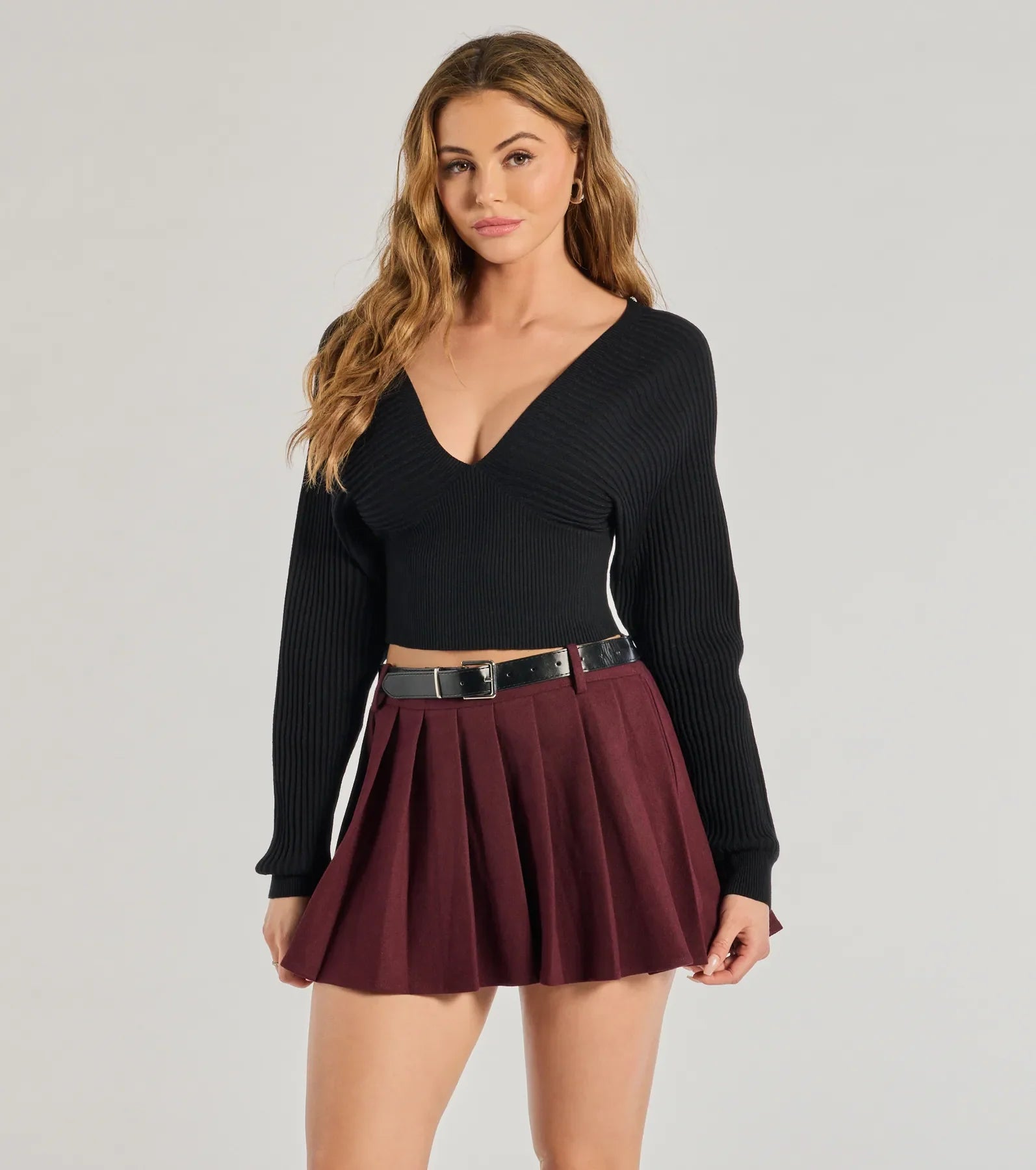 Windsor Feeling Cozy Ribbed Knit Long Sleeve Top