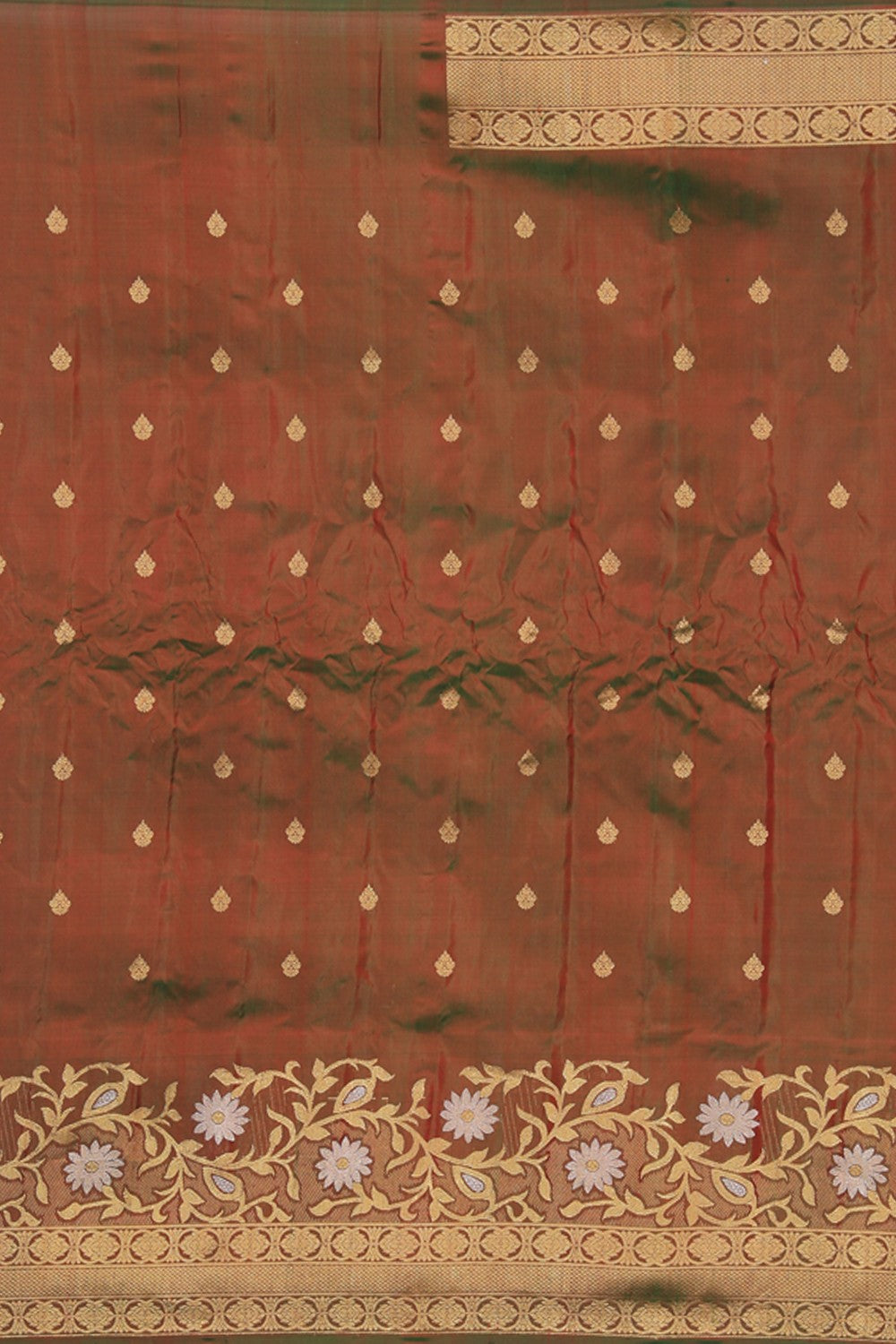 Kalanjali Gadwal Silk Mustard Saree – Women's - view 4