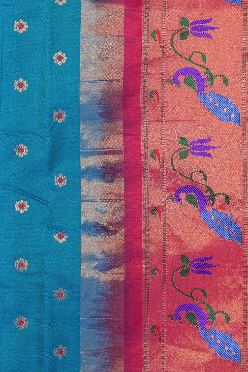 Kalanjali Gadwal Silk Blue Saree – Women's - view 2