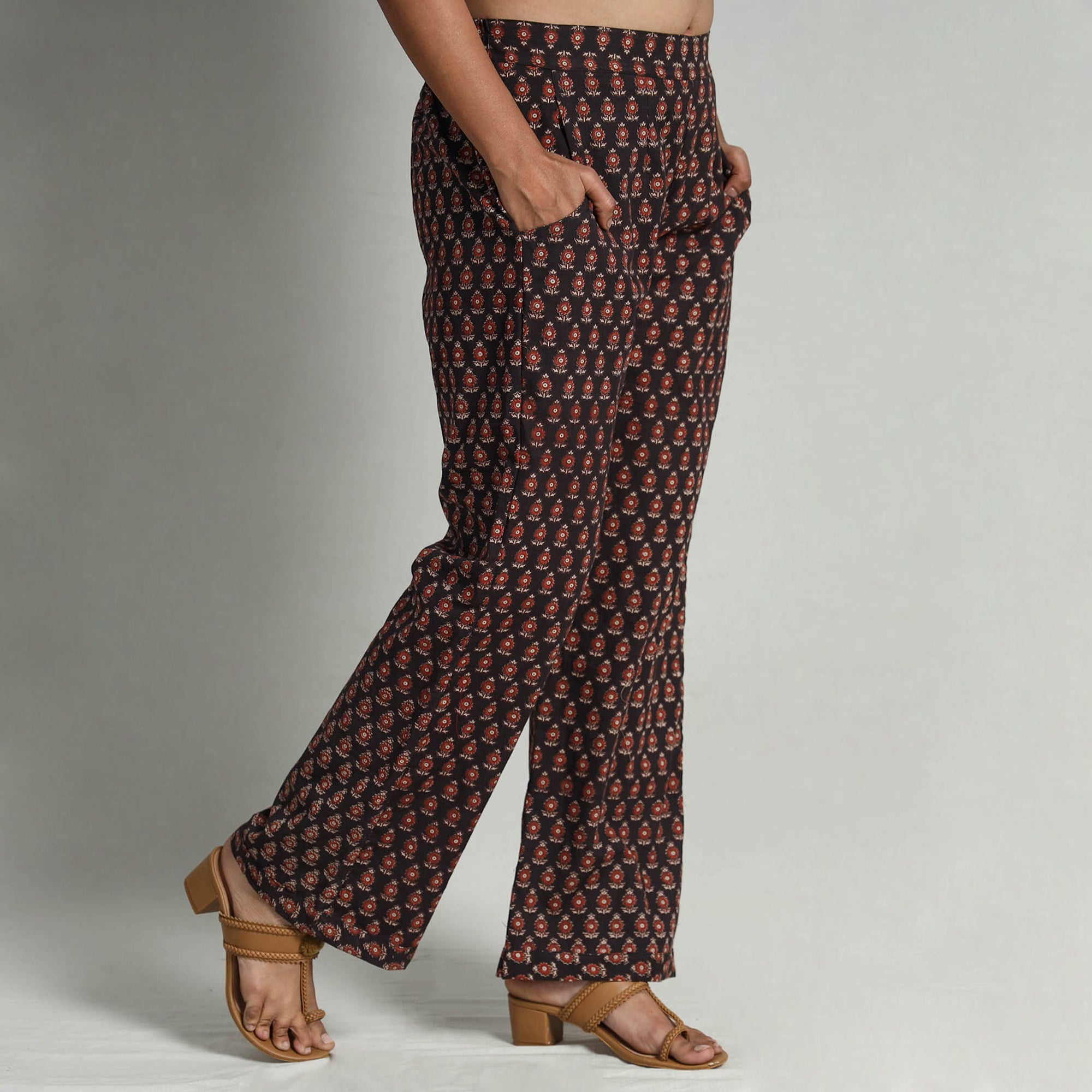 ITOKRI CASUALS Black - Kalamkari Printed Cotton Elasticated Palazzo - view 4