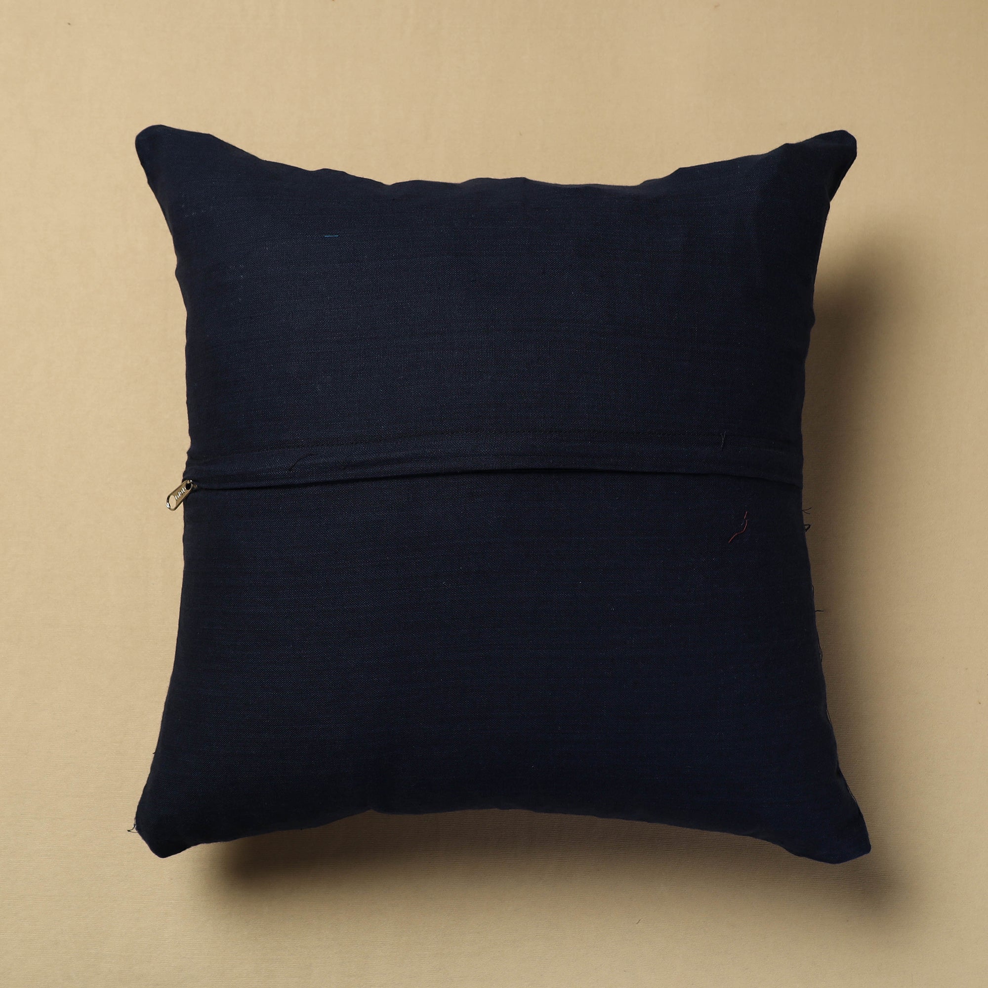 NOORI BAZAR Black - Hand Embroidery Plain Cotton Cushion Cover (16 x 16 in) - view 3