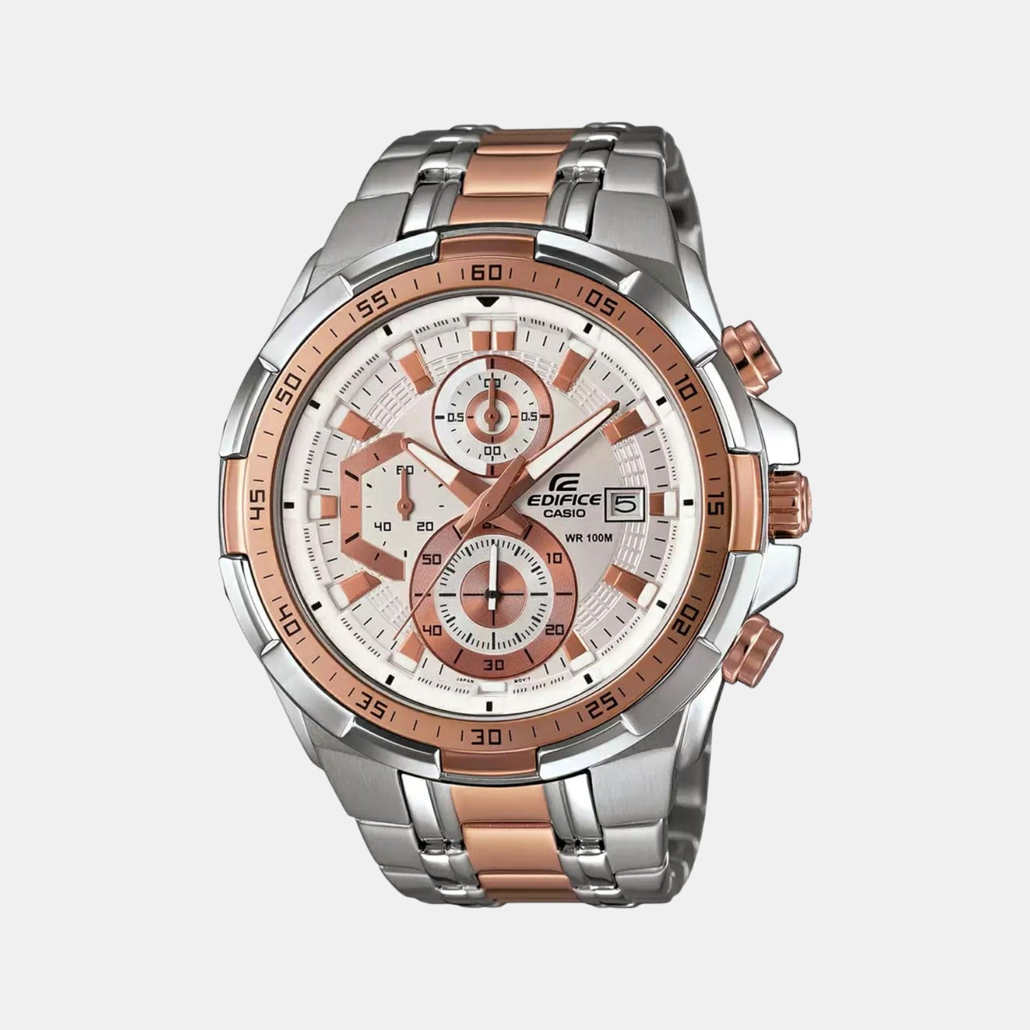 Casio Edifice Men Quartz Two Tone Dial Chronograph Stainless Steel Watch EX222