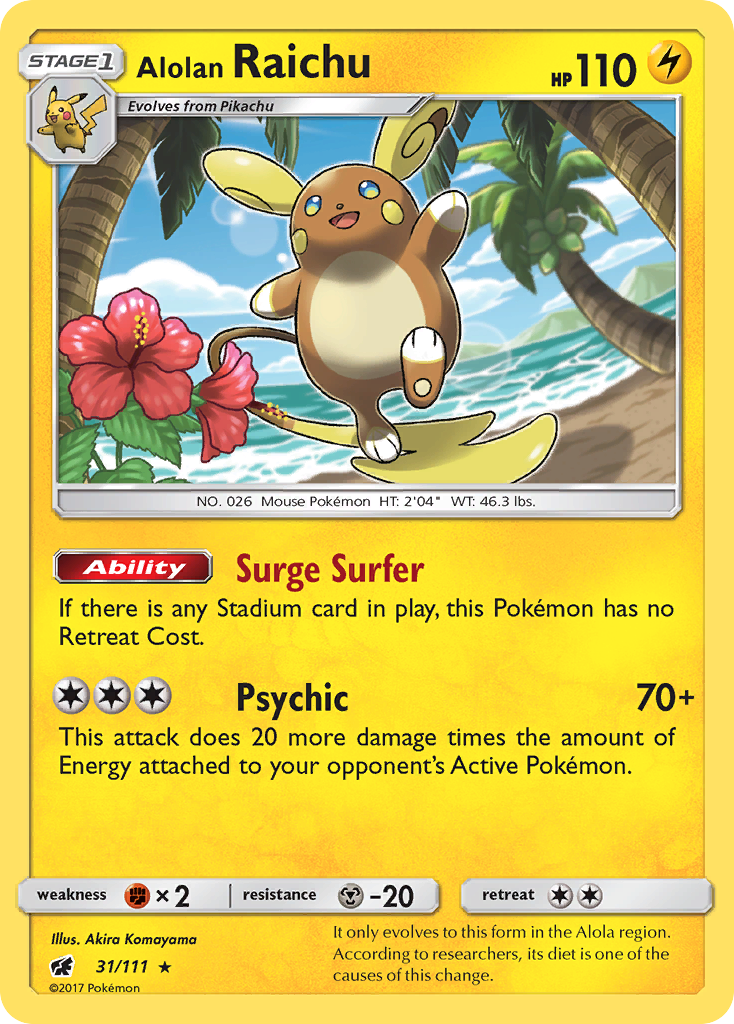Rare holo sm4-31 – Pokémon Alolan Raichu - 31/111 - Rare Holo [sm4-31] [Reverse Holo] - Alolan Raichu - 31/111 - Rare Holo