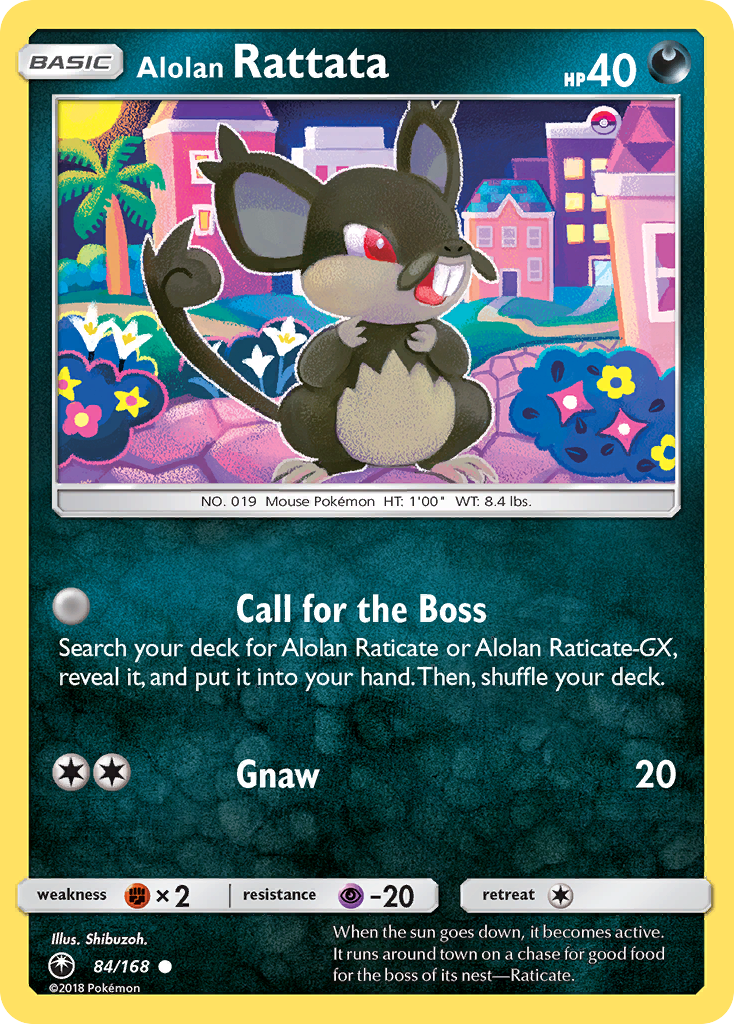 Common sm7-84 non-holo – Pokémon Alolan Rattata - 84/168 - Common [sm7-84] [Non-Holo] - Alolan Rattata - 84/168 - Common