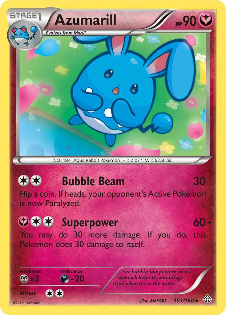 Rare xy5-103 non-holo – Pokémon Azumarill - 103/160 - Rare [xy5-103] [Non-Holo]