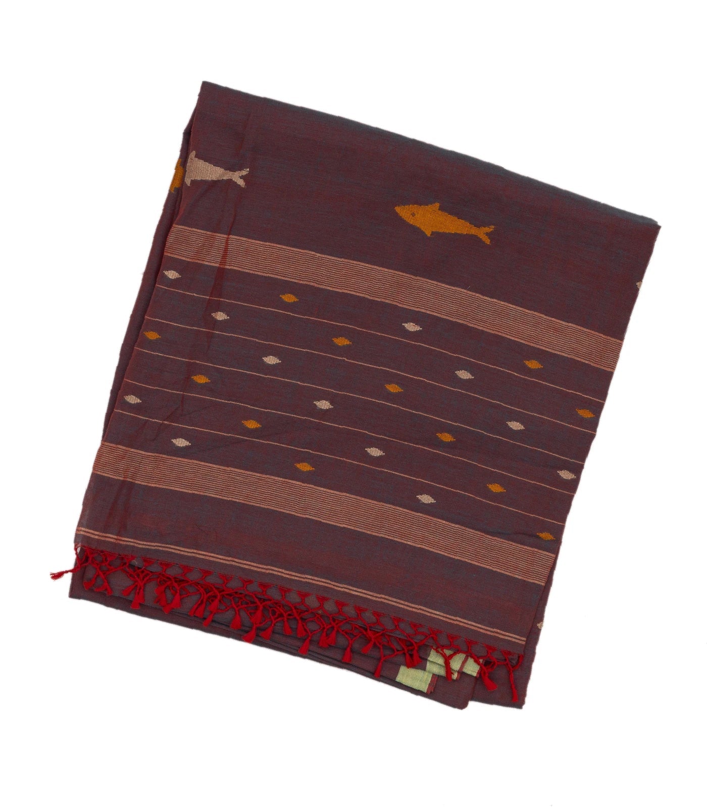 RmKV Lilac Handloom Bengal Cotton Saree With Fish Buttas