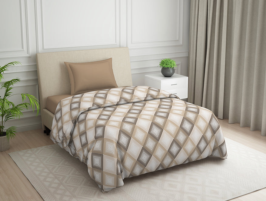 Spaces India Geometric Beige Polycotton Quilt Single Harmony - By Welspun - view 2