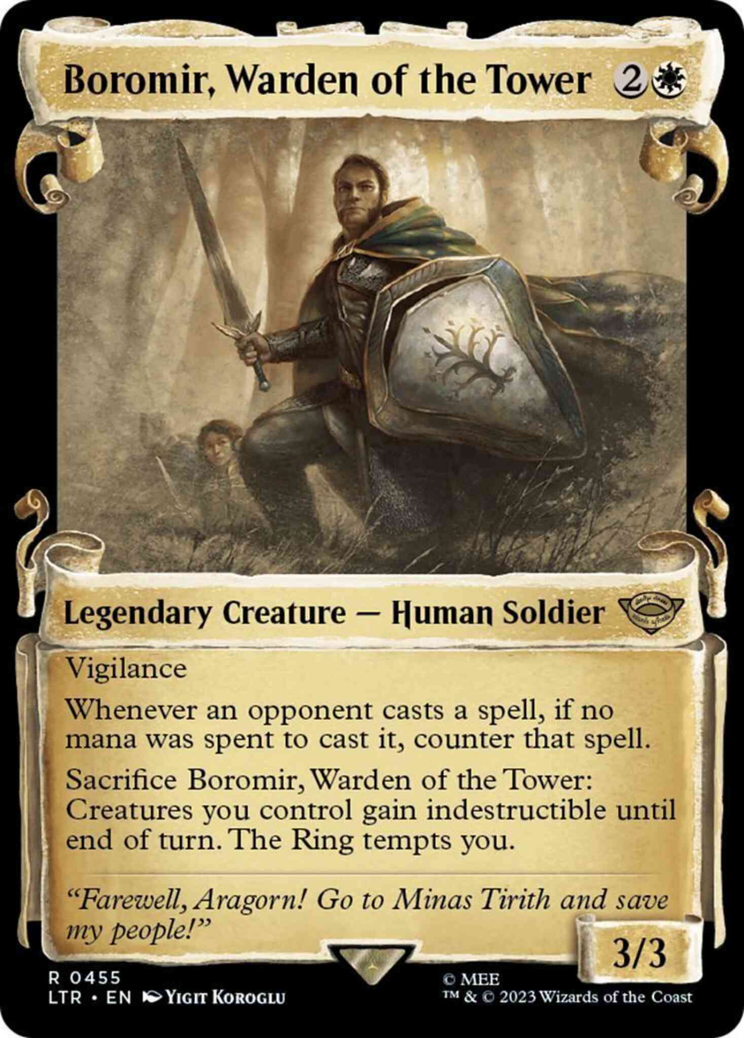 Tower 455 scrolls – Magic Boromir, Warden of the Tower [455] [Scrolls Showcase] [The Lord of the Rings: Tales of Middle-earth] [Non-Foil]