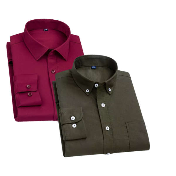 BlackTree Combo of 2 Cotton Shirt for Man ( Red and Mehandi )