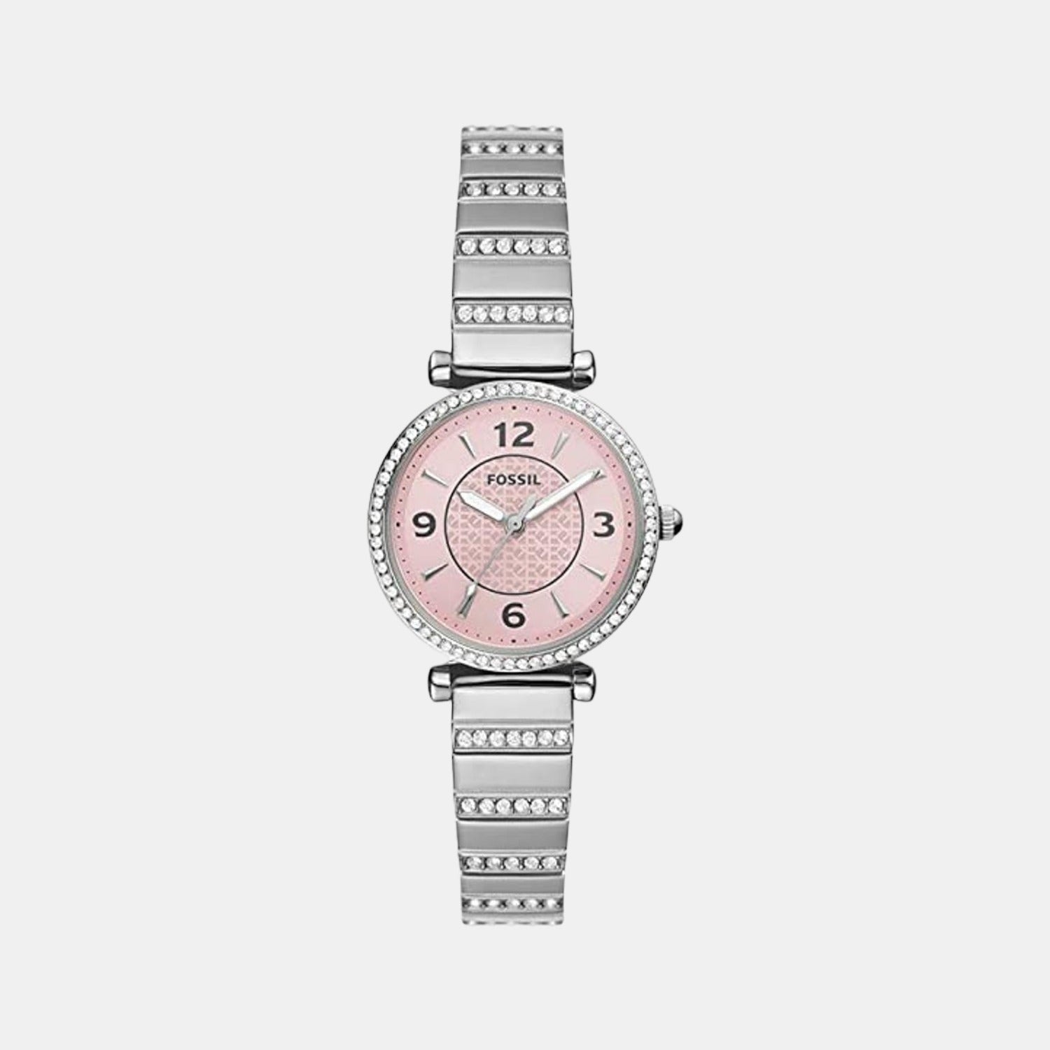 Fossil Carlie Women Quartz Pink Dial Analog Stainless Steel Watch ES5189