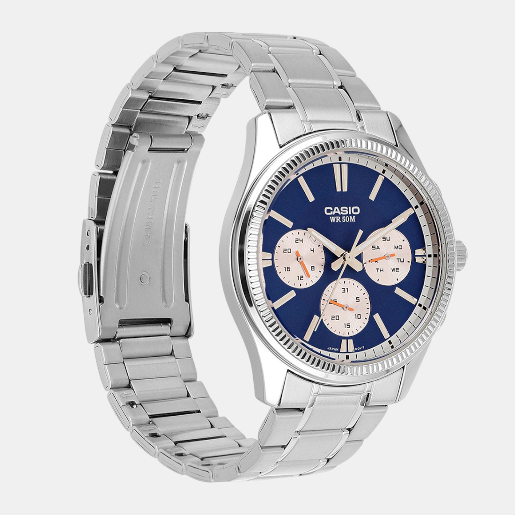 Casio Enticer Men Quartz Blue Dial Multi-Function Stainless Steel Watch A2228 - view 3
