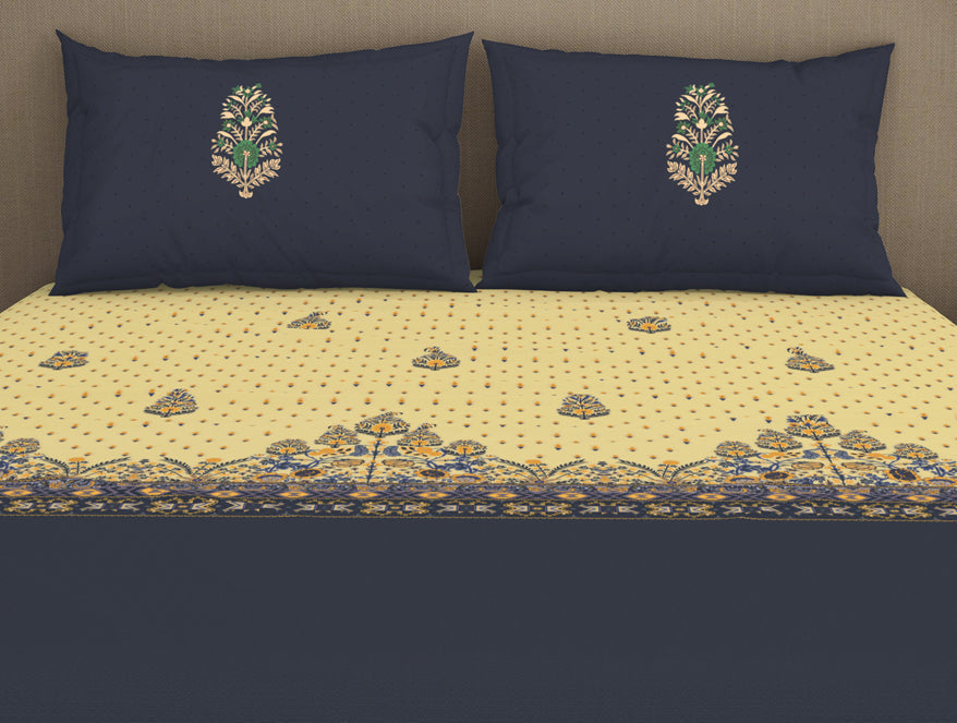 Spaces India Floral Flint Stone - Dark Grey 100% Cotton King Size Bedsheet - Timeless By Spaces-1065771 - view 4