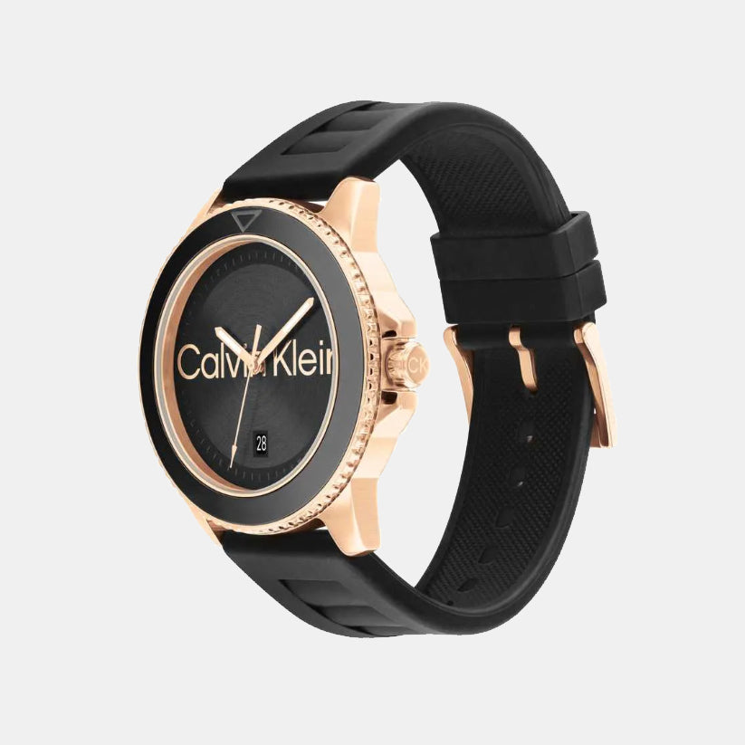 Calvin Klein Aqueous Men Quartz Black Dial Analog Silicone Watch 25200425 - view 2