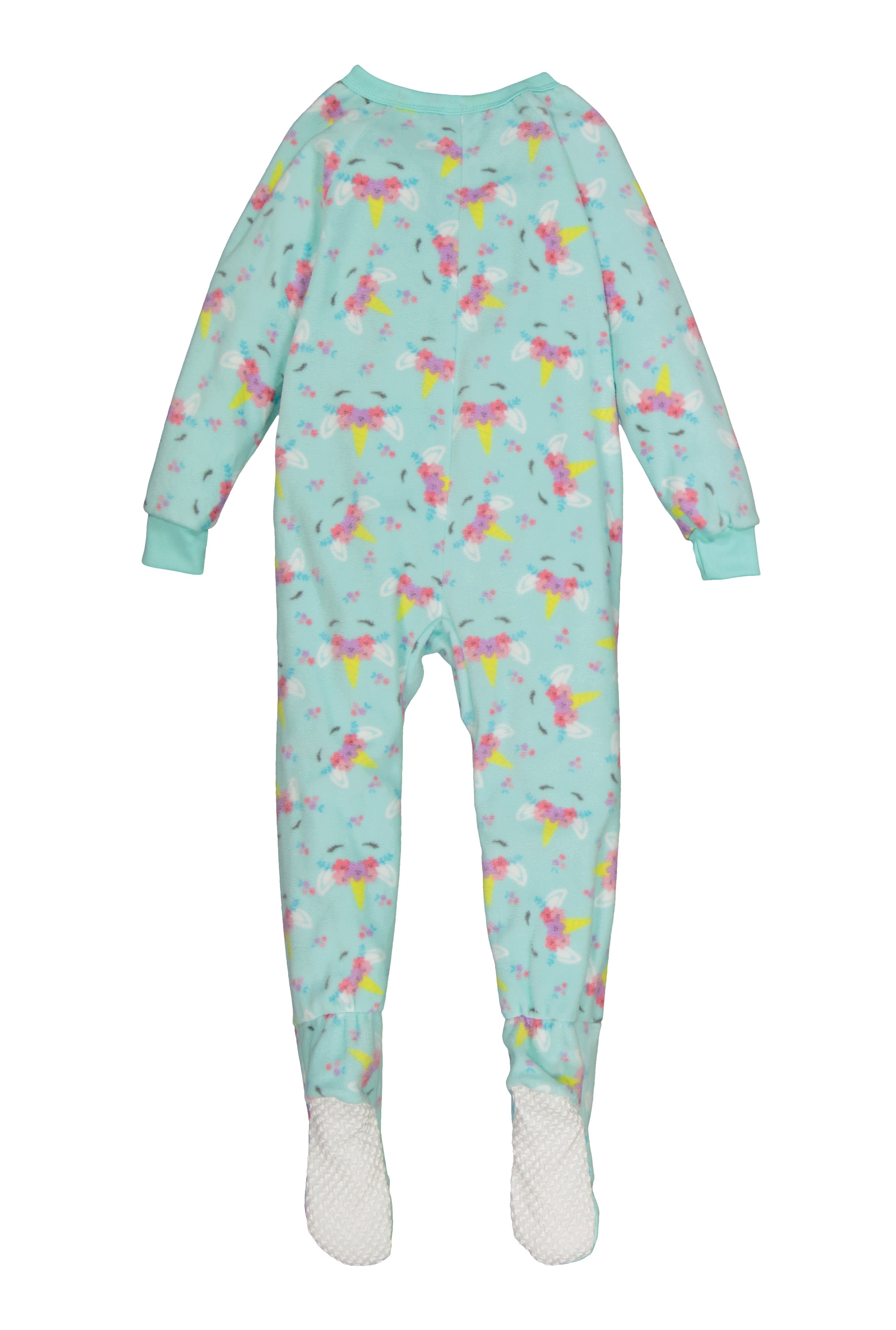 Rainbow Shops Girls Fleece Unicorn Floral Print Footed Pajamas - view 2