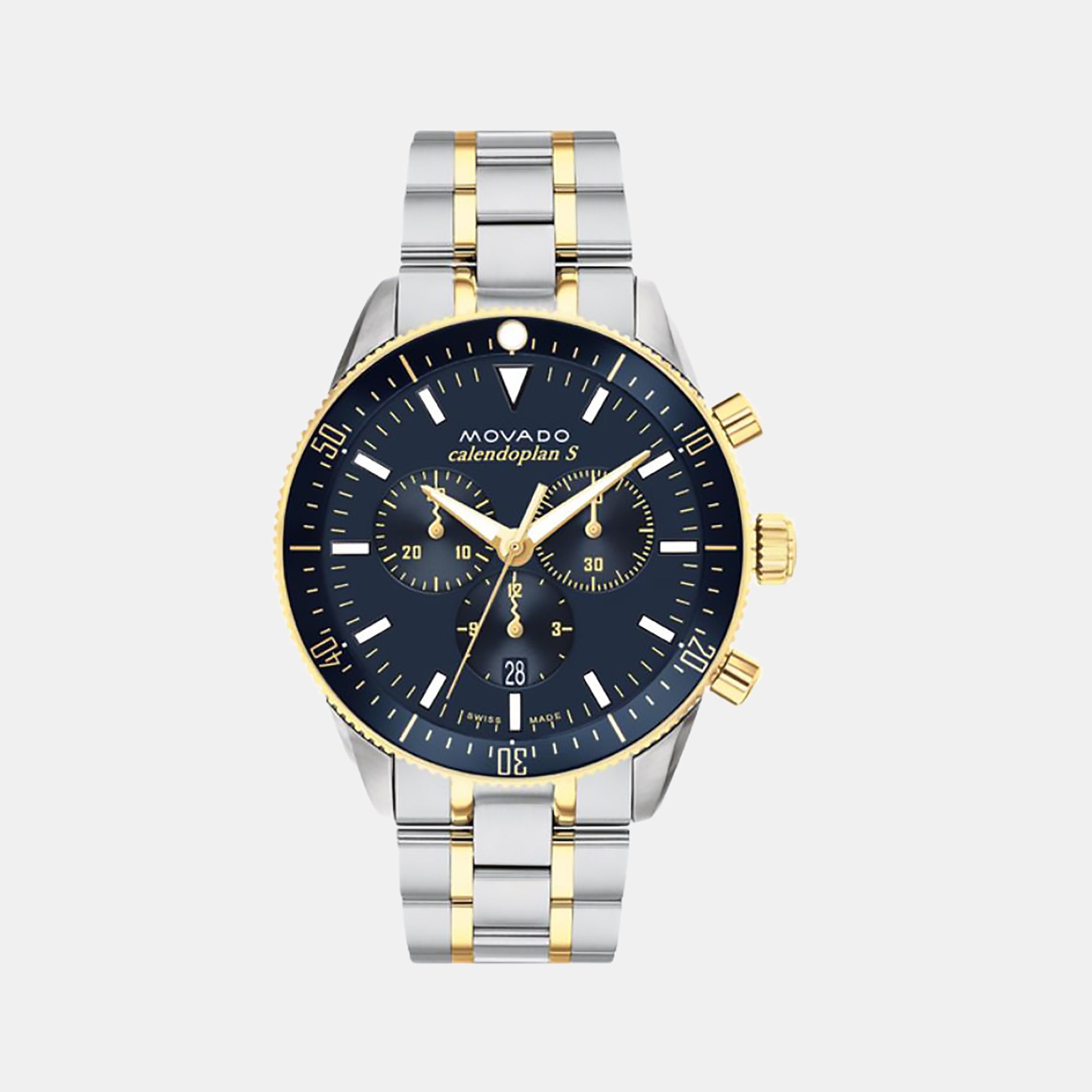 Movado Heritage Men Quartz Blue Dial Chronograph Stainless Steel Watch 3650126