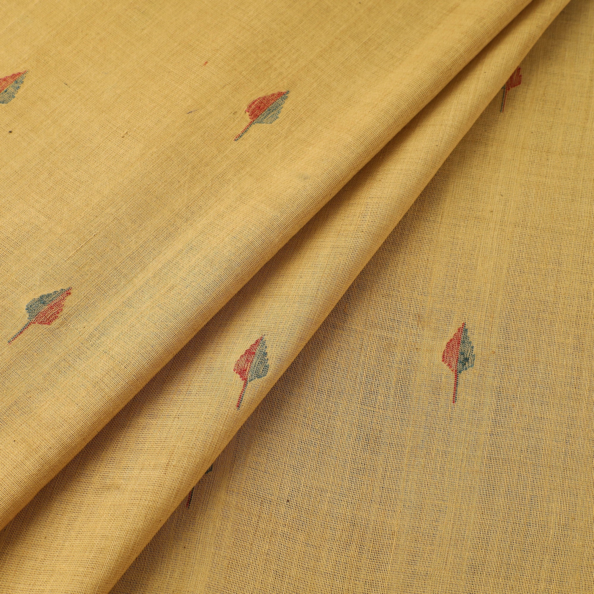 SOUTH KARGHA Beige - Handspun Handloom Natural Dyed Cotton Jamdani Fabric 13 - view 2