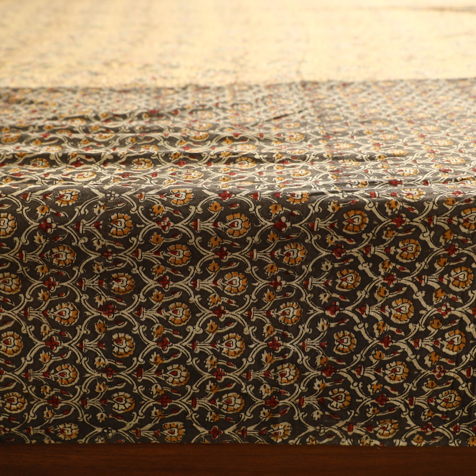 NOORI BAZAR Brown - Kalamkari Block Printed Patchwork Cotton Double Bed Cover With Pillow Covers (108 x 90 in) - view 5