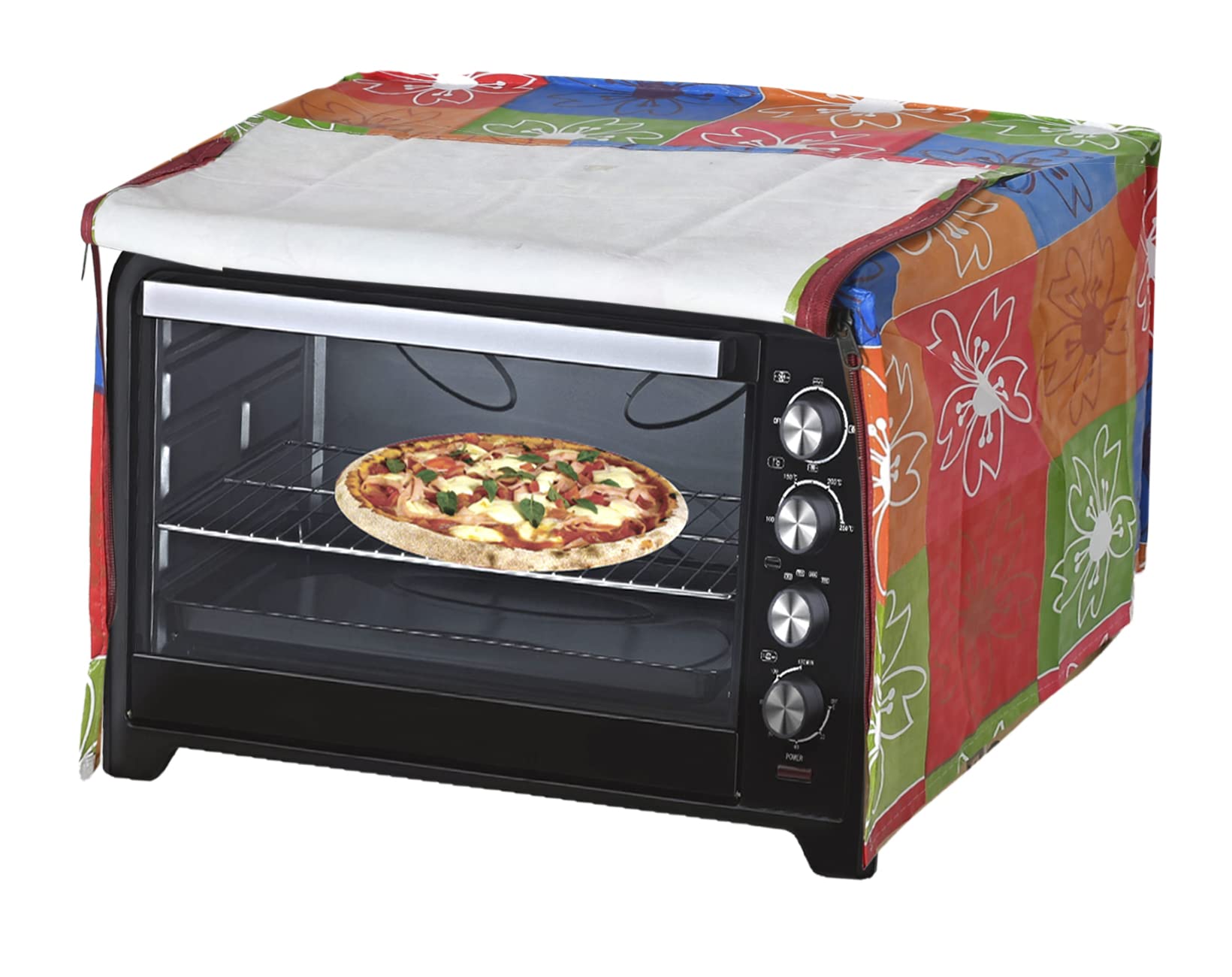 Kuber Industries PVC Flower Printed Microwave Oven Cover,20 LTR. (Multicolor)-HS43KUBMART25945, Standard