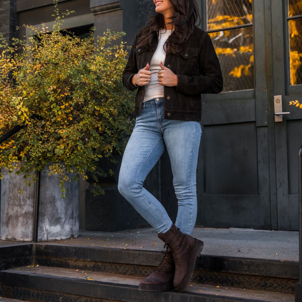 Thursday - Women's Jackets Suede Trucker Jacket | Chocolate - view 3