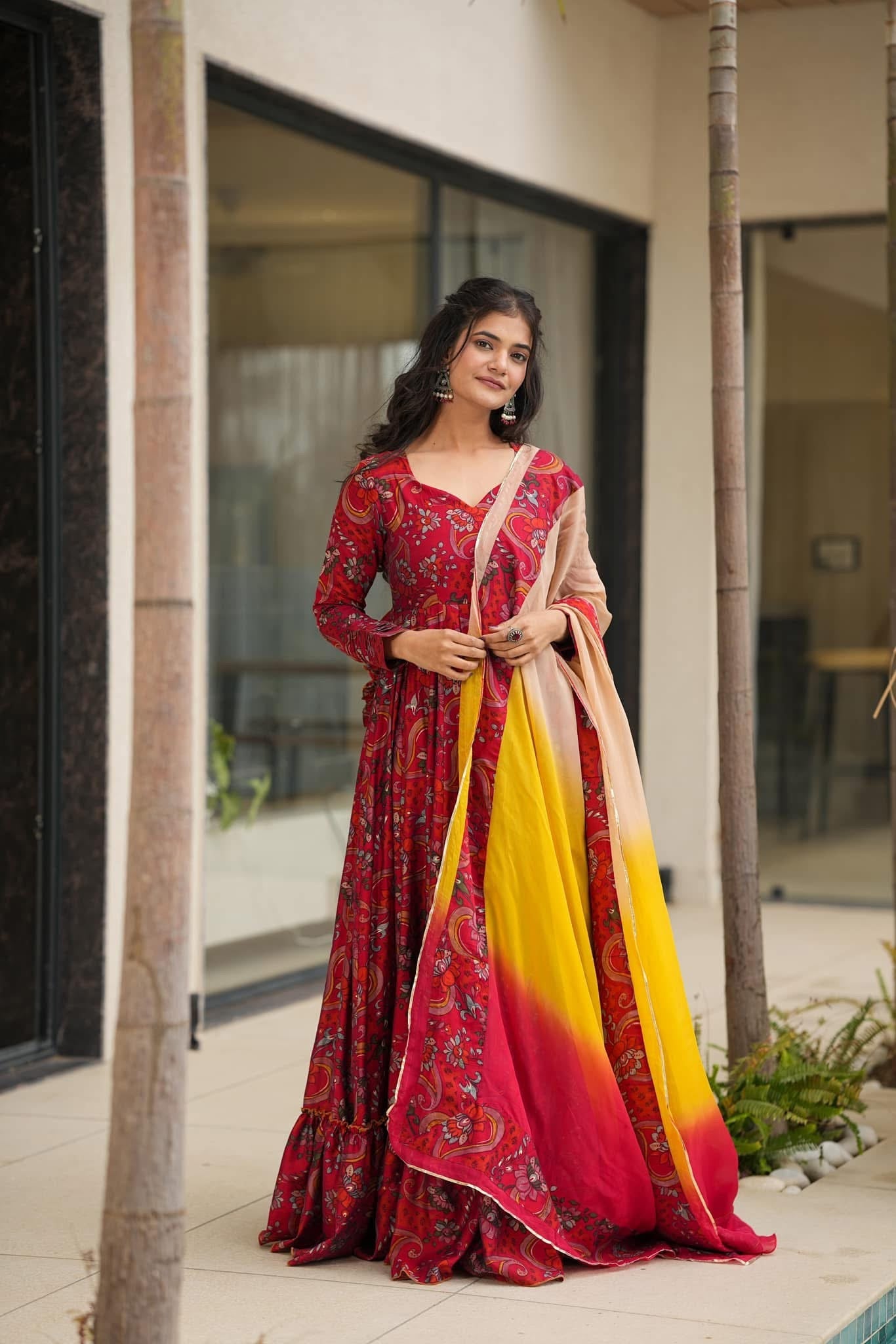 Idaho-o Pahel red rayon maxi