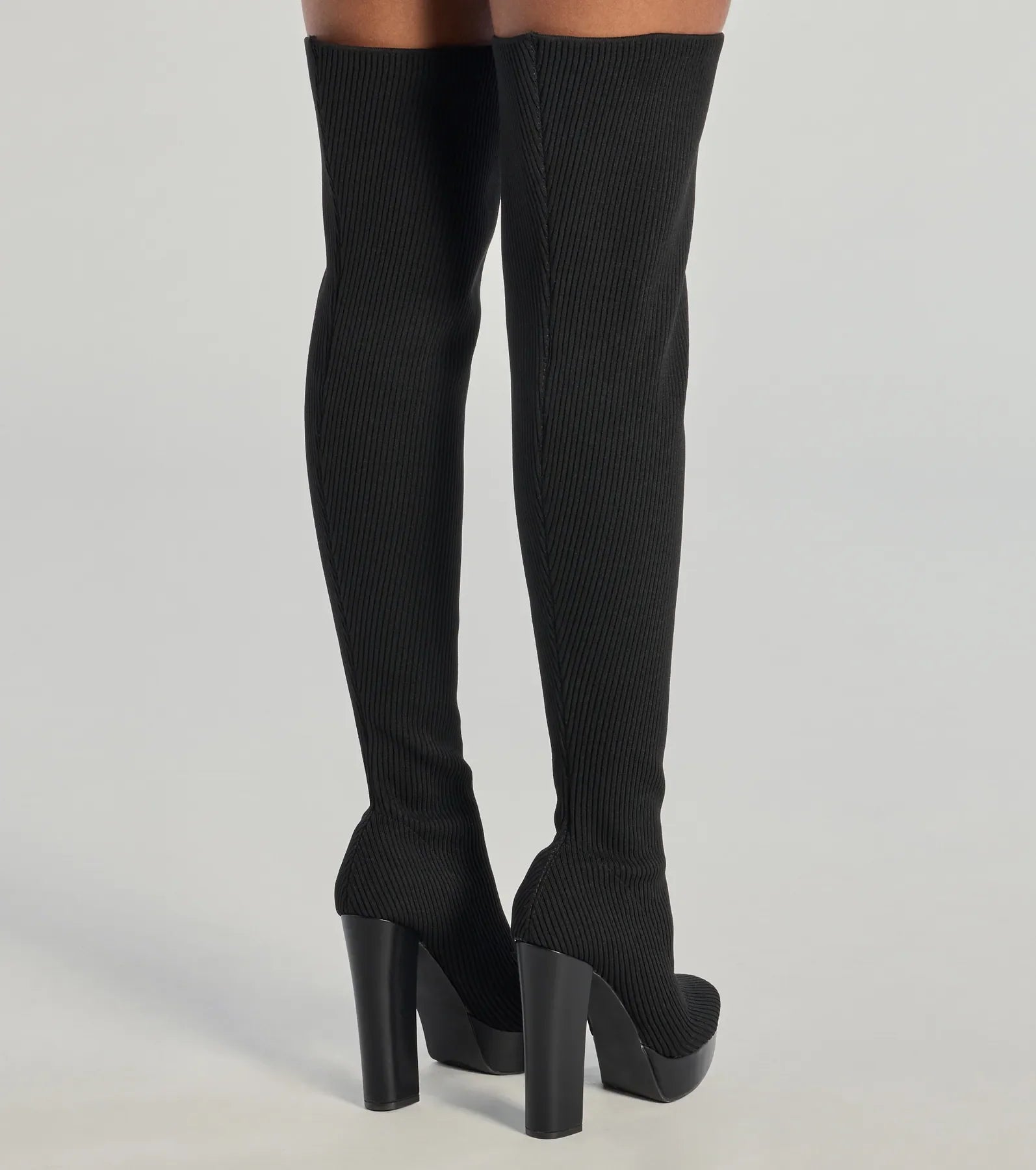 Windsor Slay On Thigh-High Ribbed Knit Platform Boots - view 4