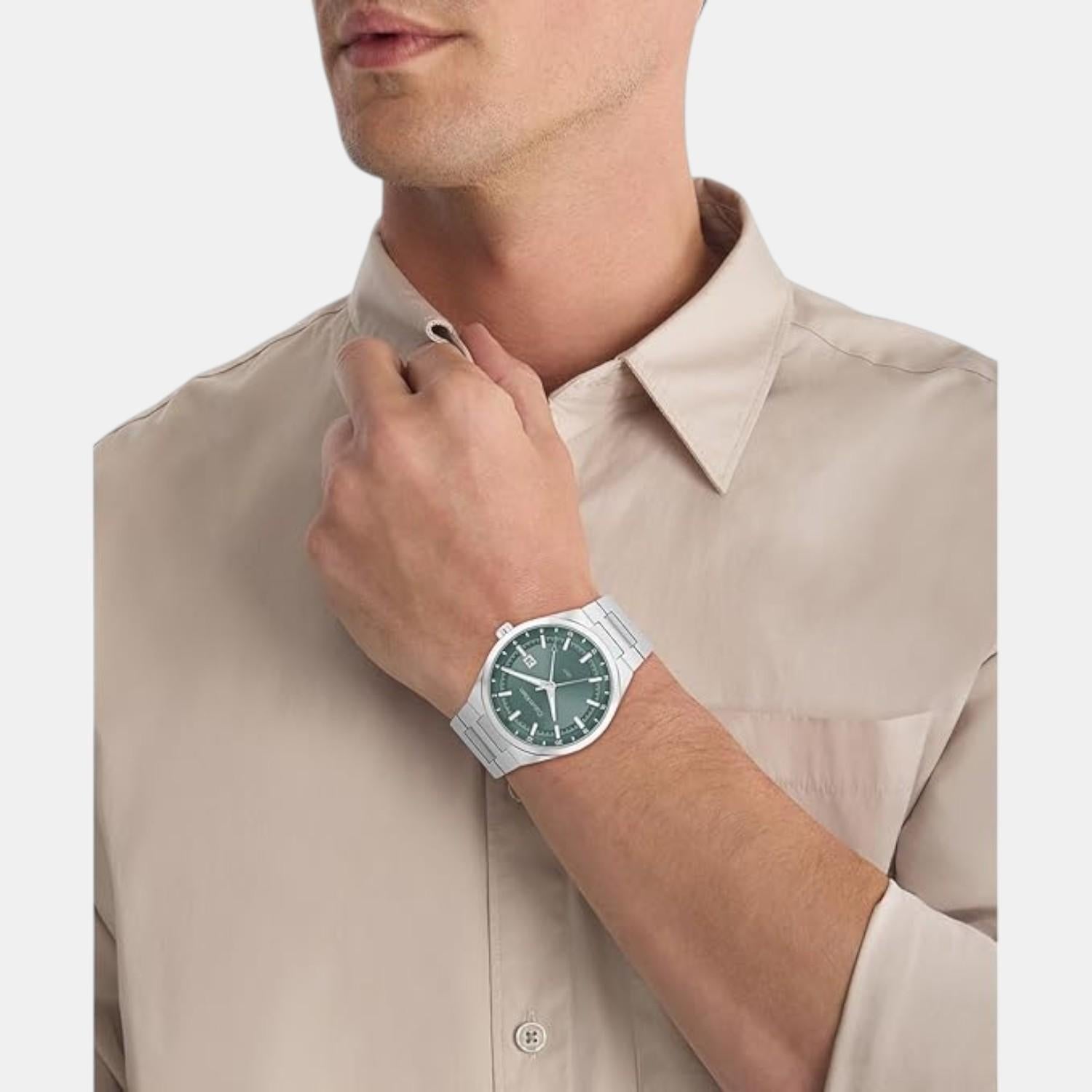 Calvin Klein Distinguish Men Quartz Green Dial Analog Stainless Steel Watch 25200492 - view 4
