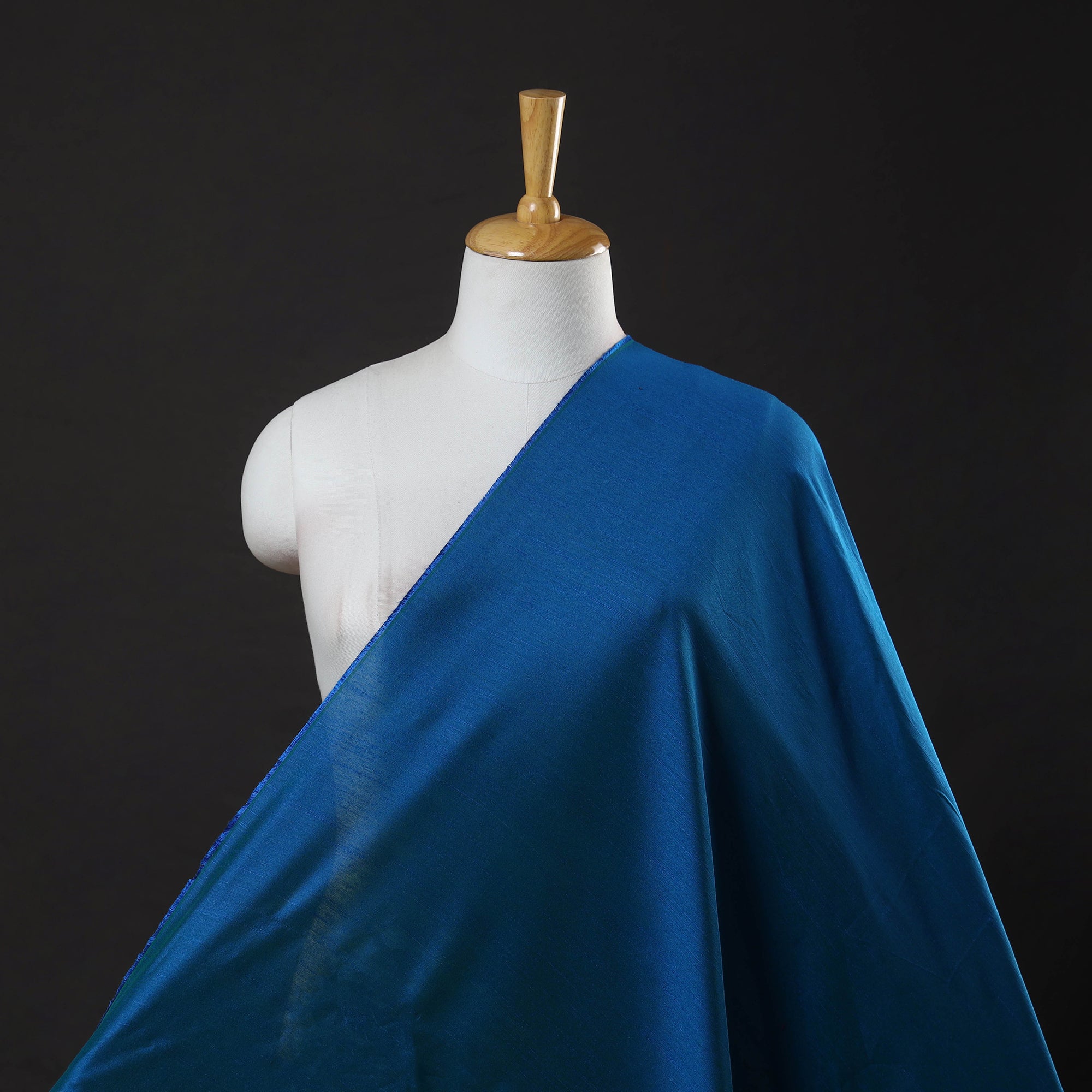 ITOKRI CRAFTS INITIATIVE Blue - Elegant Slub Silk Plain Fabric 04