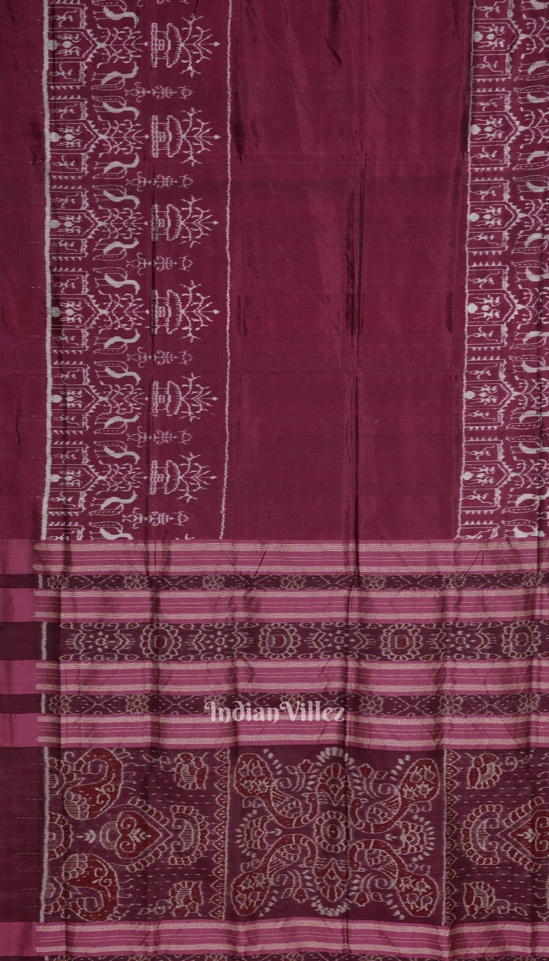 IndianVillèz Wine Color Tribal Theme Sambalpuri Silk Saree - view 4