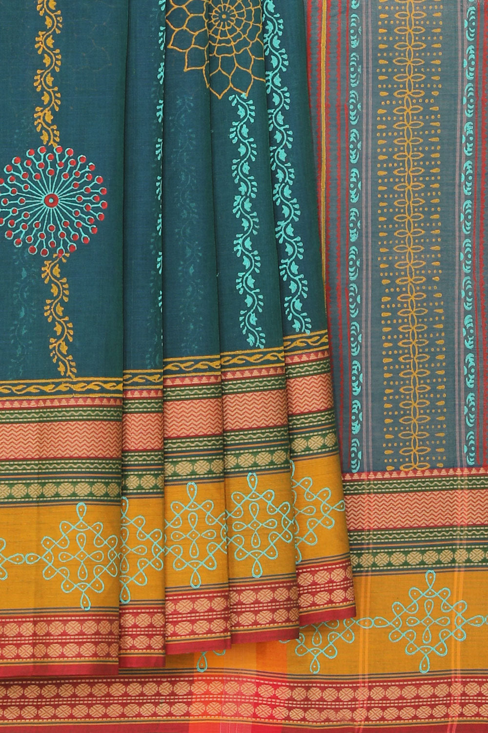 Kalanjali Ethnics Hand block printed cotton saree - view 2