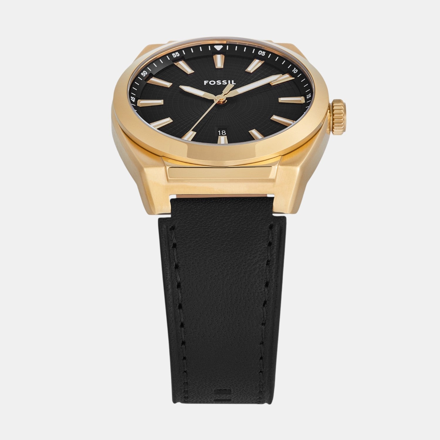 Fossil Everett Men Quartz Black Dial Analog Leather Watch FS6089 - view 2
