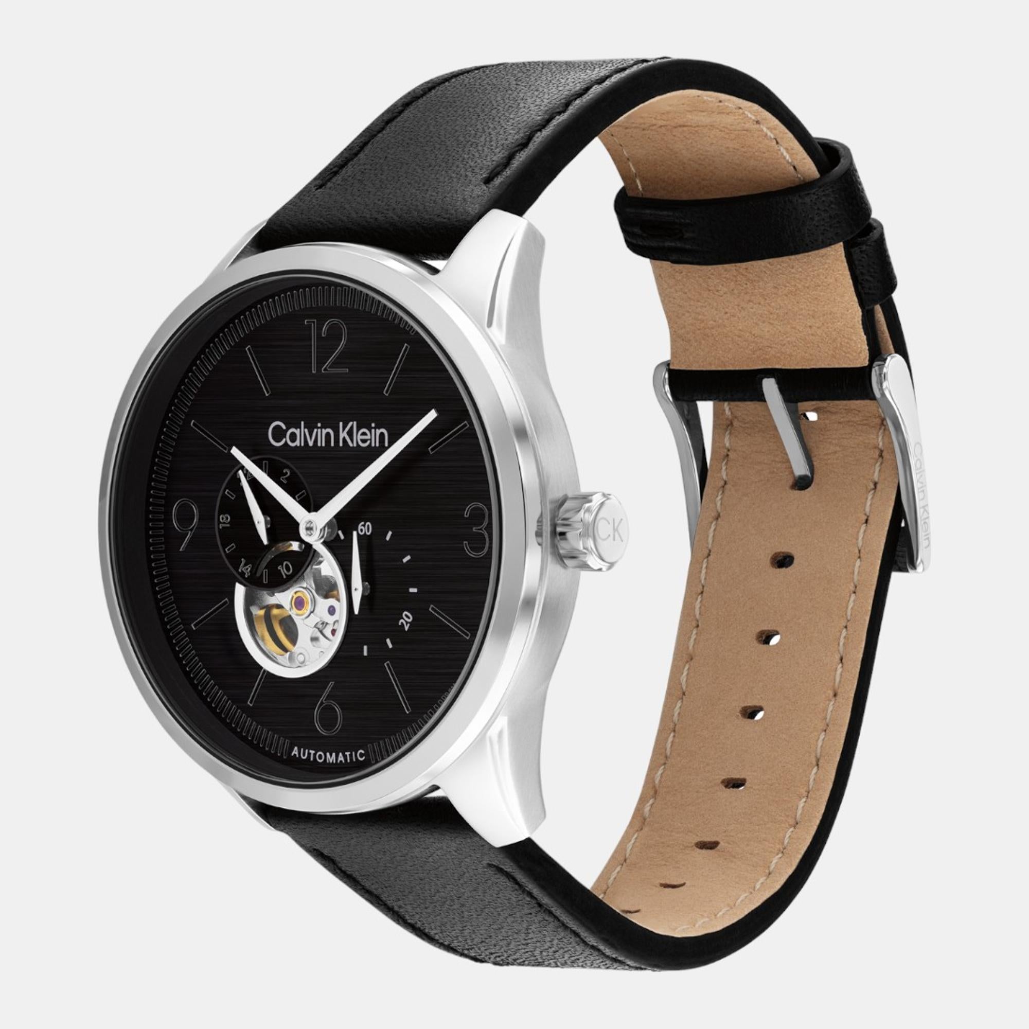 Calvin Klein Ck Esteem Men Automatic Black Dial Multi-Function Leather Watch 25200388 - view 2