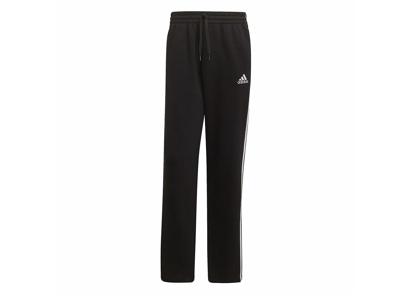 adidas Essentials Fleece Open Hem 3-Stripes Pants Black