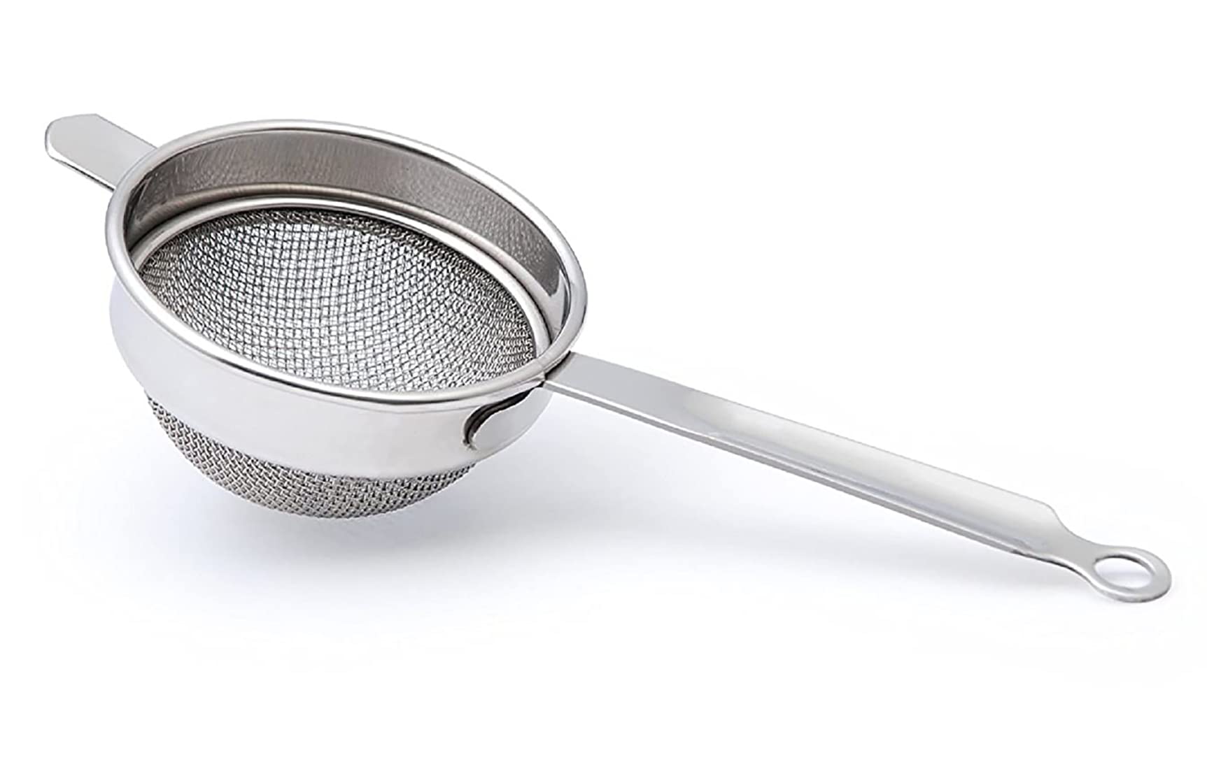 Kuber Industries Multiuses Double Mesh Stainless Steel Strainer, Sieve, Sifter, Colander, 8cm (Silver)