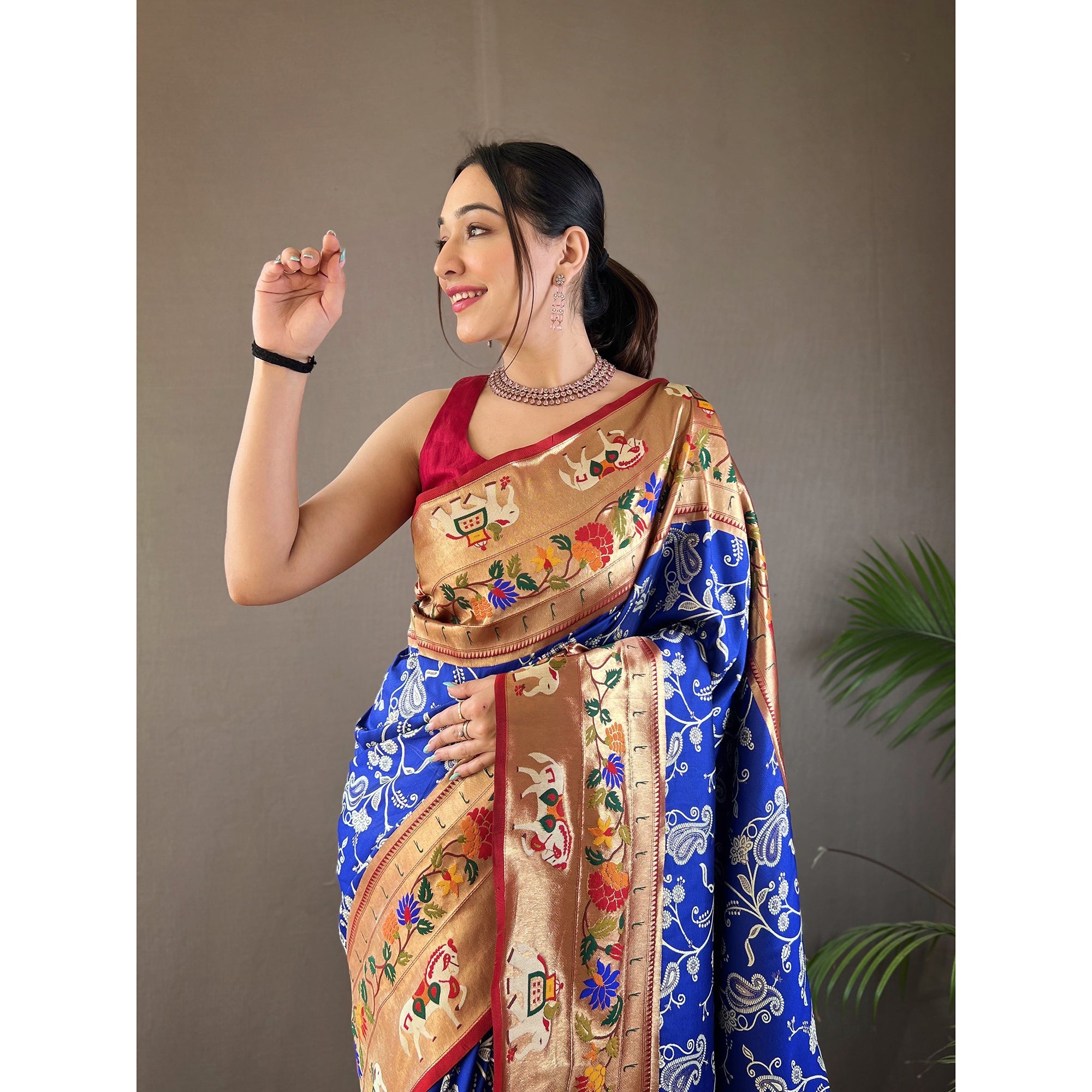 TASARIKA COUTURE Blue - Godavari Violet Silk Handwork Saree - view 3