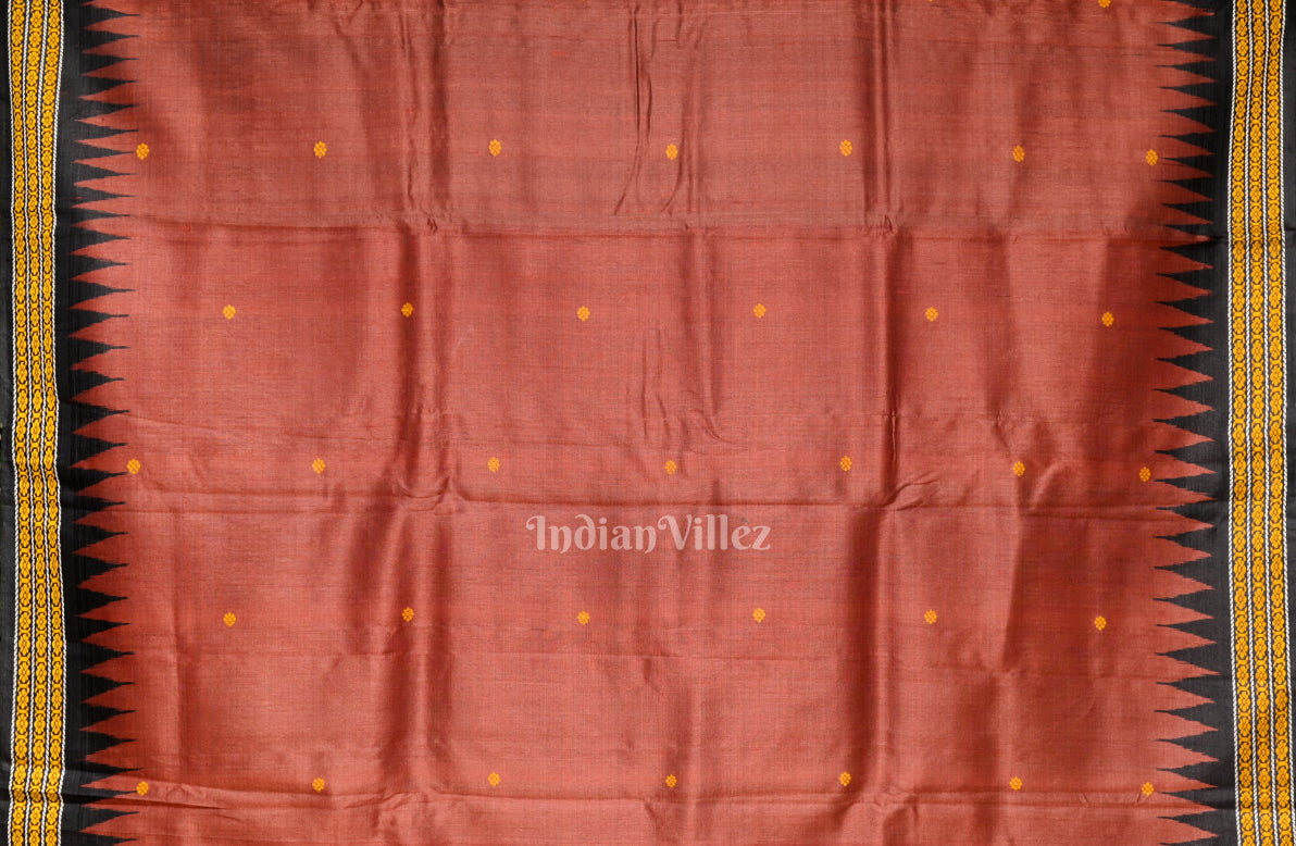 IndianVillèz Fire Red Gopalpur Tussar Silk Saree - view 4