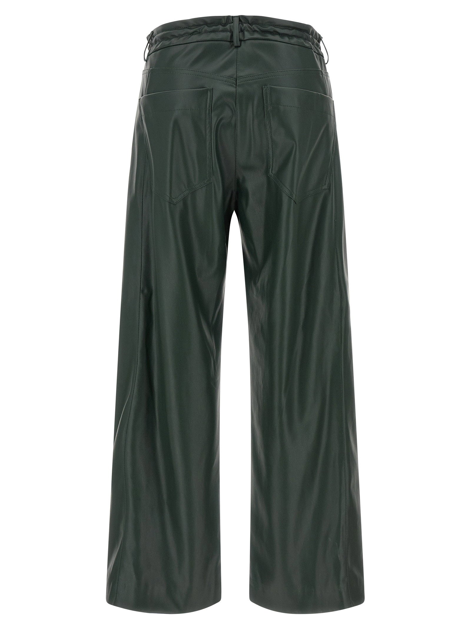Nude Faux Leather Trousers - view 2