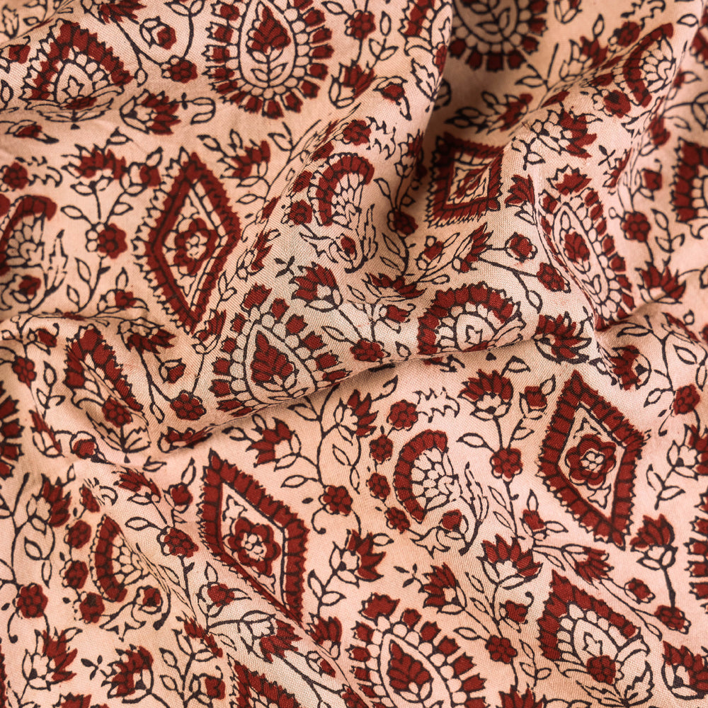 BAGH PRINTS BY UMAR FARUK KHATRI Beige - Handspun Handwoven Mulberry Silk Cotton Bagh Print Fabric - view 2