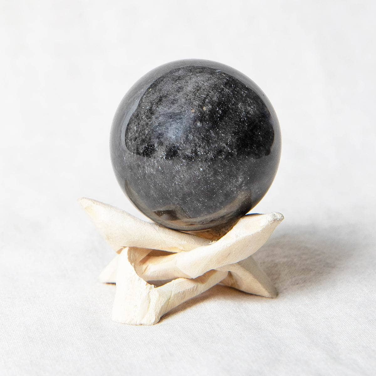 Tiny Rituals Silver Obsidian Sphere with Tripod