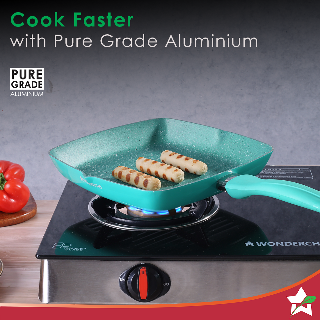 Wonderchef Renewed Celebration Non-stick 24cm Grill Pan. - view 5