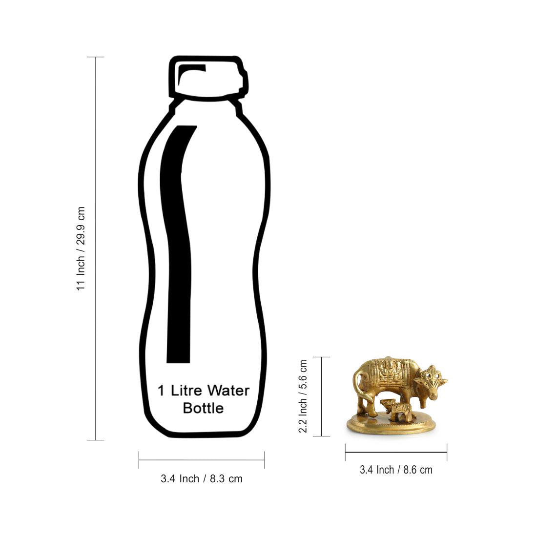 EXCLUSIVELANE 'Kamdhenu Cow With Calf' Brass Showpiece Idol (Hand-Etched, 0.3 Kg) - view 6